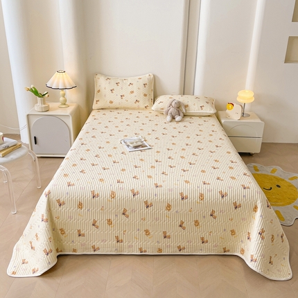 雅萱家纺 2025新款全棉双层纱床盖单夏被 贪吃熊