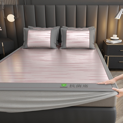 91家纺网 家纺一手货源 找家纺 （总）小牛席业2025新款A加厚款-可机洗抗菌提花冰丝席（床笠款）凉席藤席冰藤席冰丝席竹席草席空调席乳胶席豆豆席