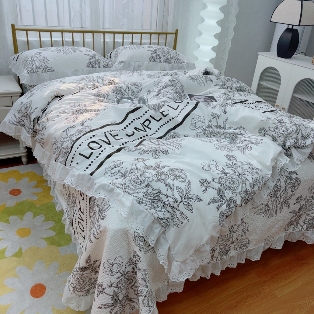 91家纺网 家纺一手货源 找家纺 暖居 2025春夏款高温砂洗棉花床盖三件套被套四件套同款纯棉夏被空调被四季 晨暮间