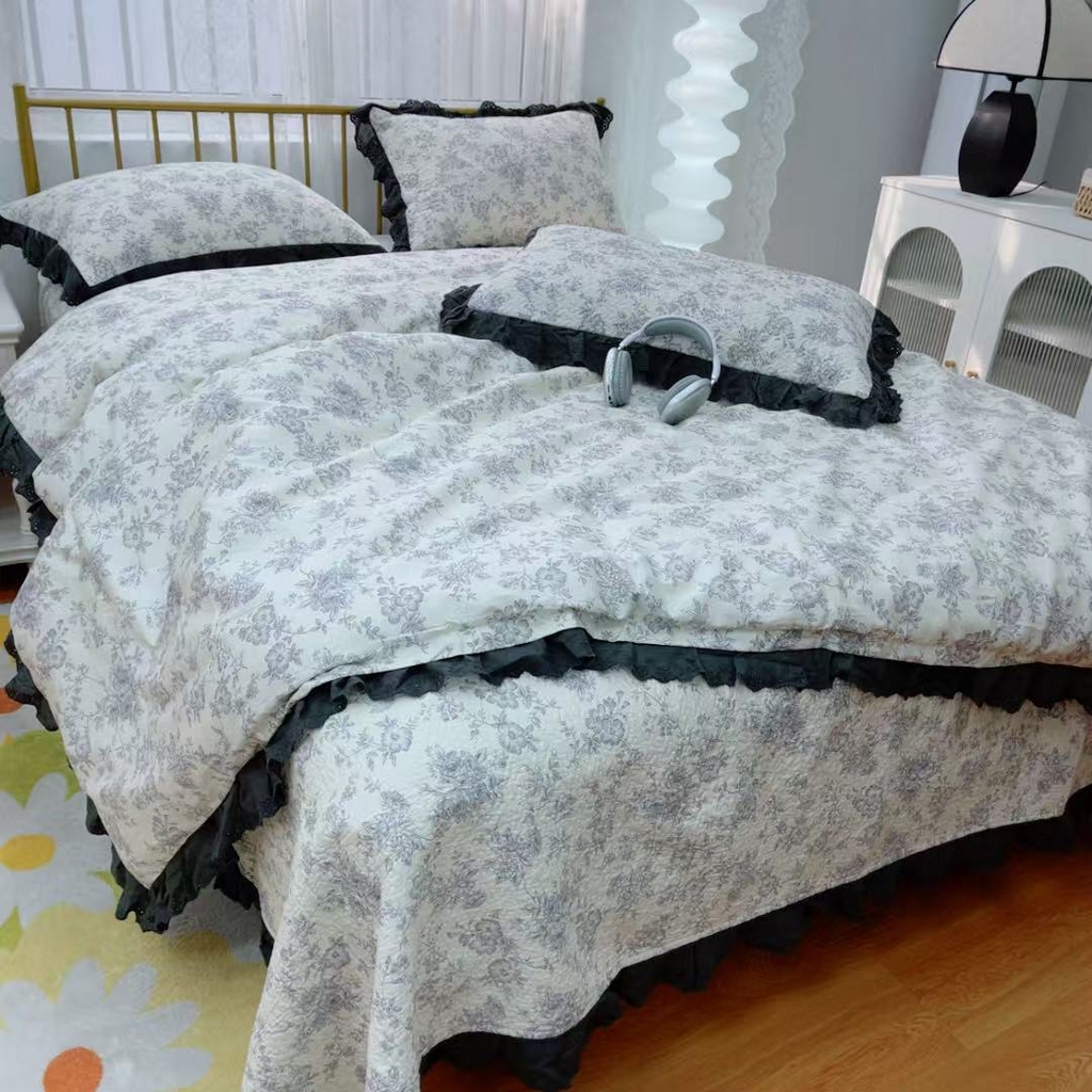 91家纺网 家纺一手货源 找家纺 暖居 2025春夏款高温砂洗棉花床盖三件套被套四件套同款纯棉夏被空调被四季 白山茶