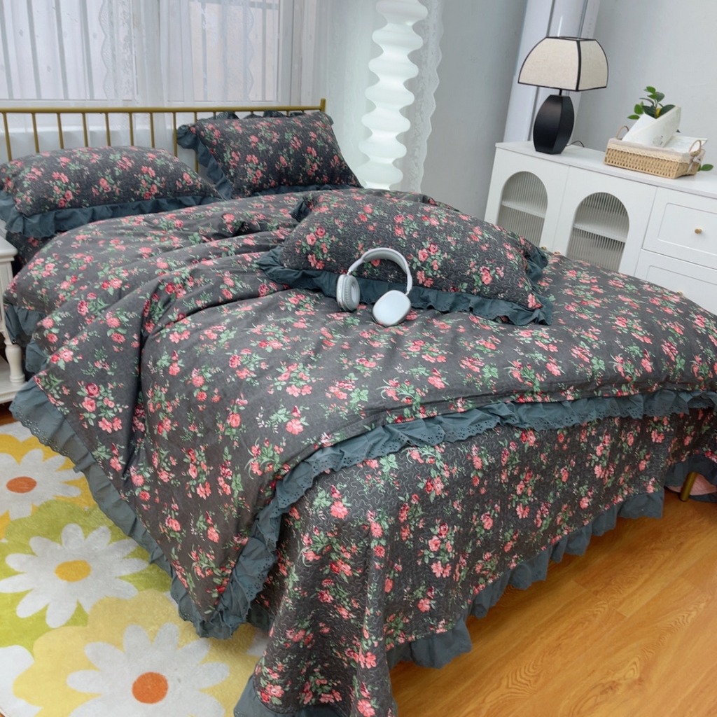 91家纺网 家纺一手货源 找家纺 暖居 2025春夏款高温砂洗棉花床盖三件套被套四件套同款纯棉夏被空调被四季 中国美