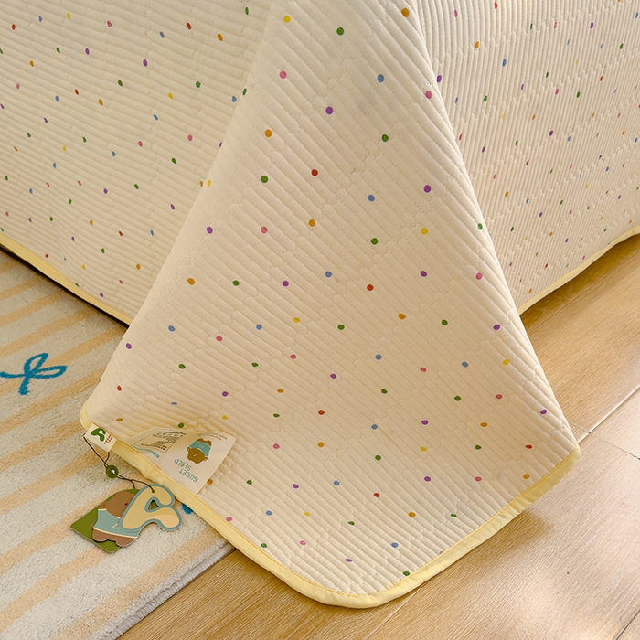 91家纺网 家纺一手货源 找家纺 赫梵茜 2025新款有氧针织双层纱单床盖床盖三件套床盖四件套 奶油波波