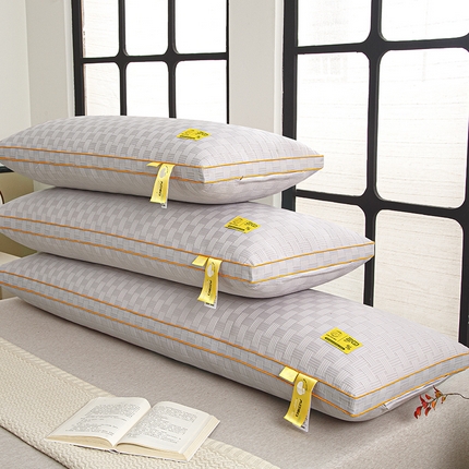 织布人 2025新款枕芯立体华夫格大豆双人枕长枕家用枕头情侣长枕双人枕头 立体华夫格大豆双人枕-灰色 48*180cm