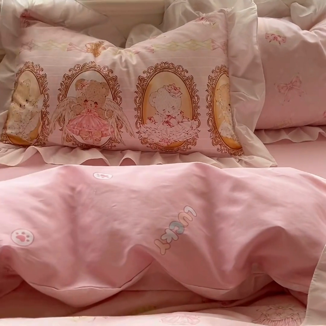 91家纺网 家纺一手货源 找家纺 （总）浩诚 2025新款洛丽塔纯棉花边款四件套