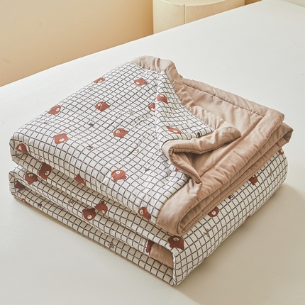 爱屋及屋2025新款棉花夏被 棕熊方格