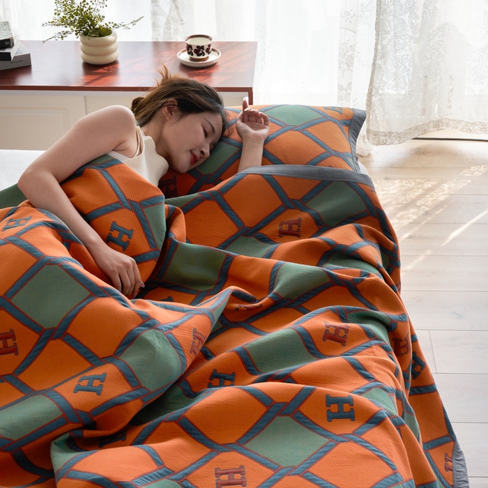 91家纺网 家纺一手货源 找家纺 棠薇家纺 2025新款60S长绒棉纯棉纱布毛巾被 轻奢【磨砂按摩手感】