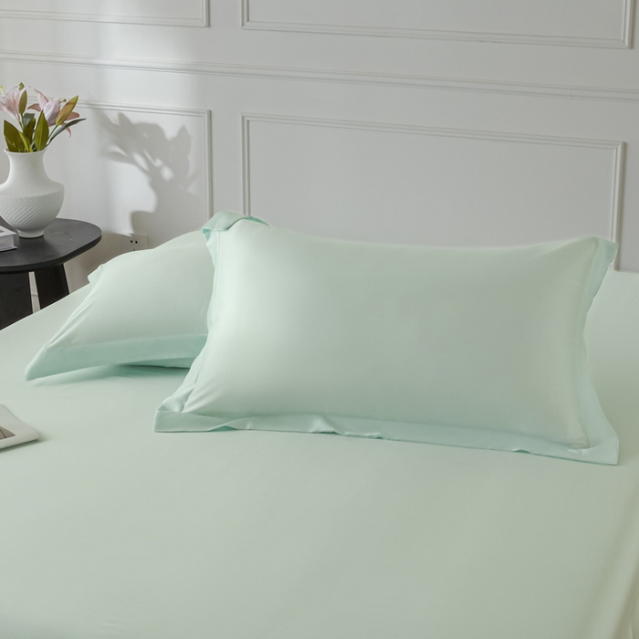 91家纺网 家纺一手货源 找家纺 涵宸2025新款天丝-天丝棉-纯色单床笠-场景1 床笠-空绿