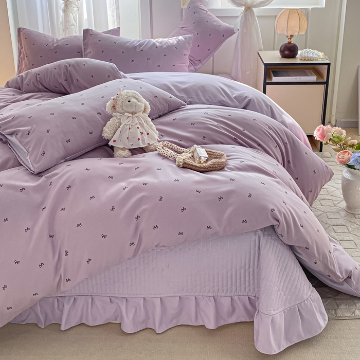 91家纺网 家纺一手货源 找家纺 一比一家纺 2025新款针织双层纱床盖四件套 结羽