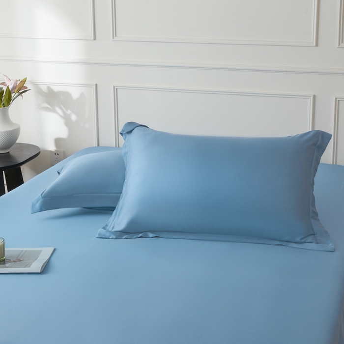 91家纺网 家纺一手货源 找家纺 涵宸2025新款天丝-天丝棉-纯色单床笠-场景1 床笠-星耀兰