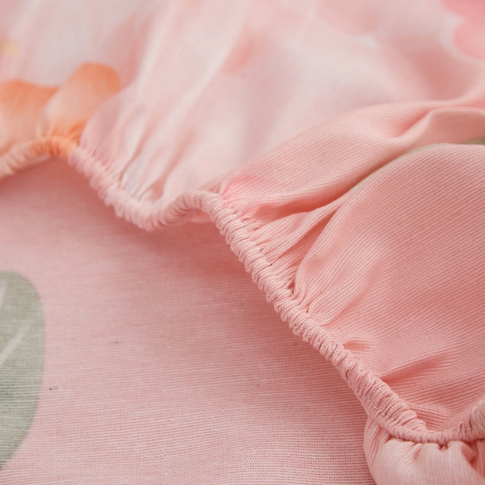 91家纺网 家纺一手货源 找家纺 金泰莱 2025新款锦柔老粗布印花床笠 密语花漾