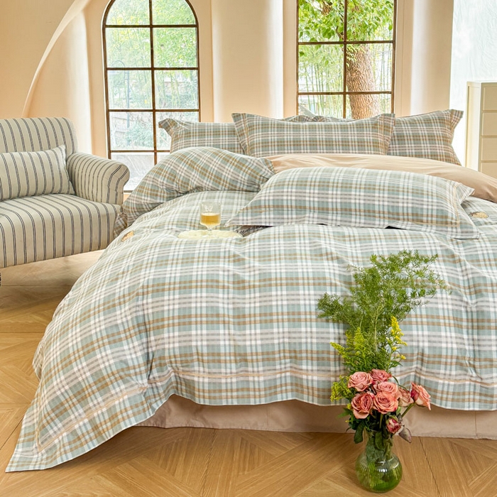 91家纺网 家纺一手货源 找家纺 （总）7V 2025新款轻奢大宽边100%纯棉四件套133*76全棉喷气宽幅长绒棉被套床单床笠套件