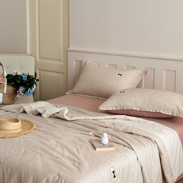 91家纺网 家纺一手货源 找家纺 帕拉美拉 2025新款全棉双层纱玉米聚乳酸夏被春秋被冬被玉米被 三件套四件套 洛伊（粉）