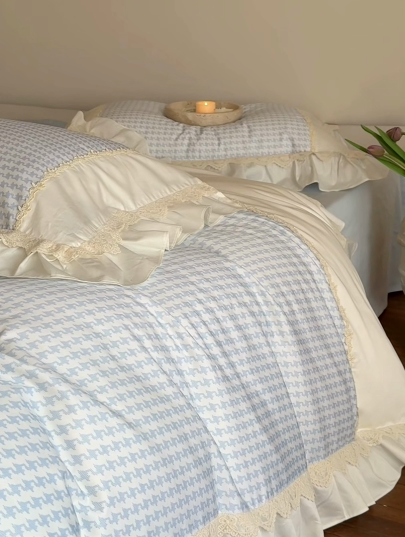 91家纺网 家纺一手货源 找家纺 MIU缪家居 2025新款100支全棉四件套-索菲娅 索菲娅-baby蓝