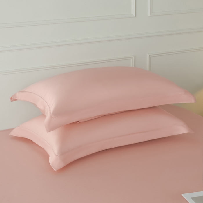 91家纺网 家纺一手货源 找家纺 涵宸2025新款天丝-天丝棉-纯色单枕套-场景1 枕套-玫瑰粉