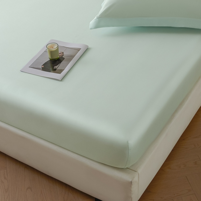 91家纺网 家纺一手货源 找家纺 涵宸2025新款天丝-天丝棉-纯色单床笠-场景1 床笠-空绿