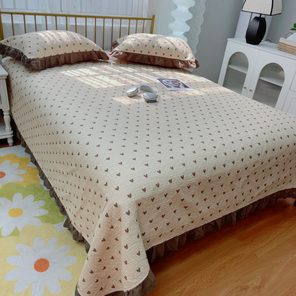 91家纺网 家纺一手货源 找家纺 暖居 2025春夏款高温砂洗棉花床盖三件套被套四件套同款纯棉夏被空调被四季 爱心卡