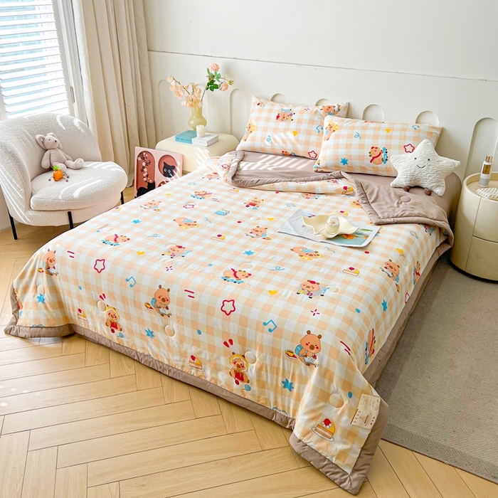 91家纺网 家纺一手货源 找家纺 爱屋及屋2025新款棉花夏被 卡皮巴拉