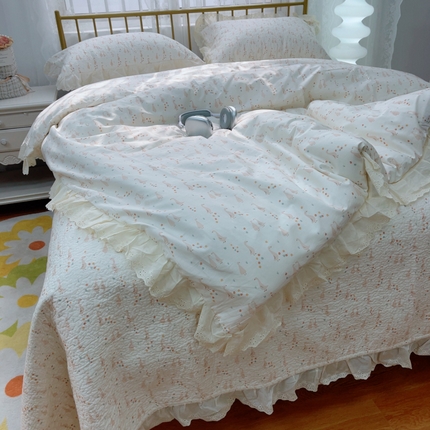 91家纺网 家纺一手货源 找家纺 （总）暖居 2025春夏款高温砂洗棉花床盖三件套被套四件套同款纯棉夏被空调被四季