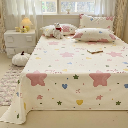 91家纺网 家纺一手货源 找家纺 新印象2025新款直角纯棉老粗布套件 床单款老粗布-灿星