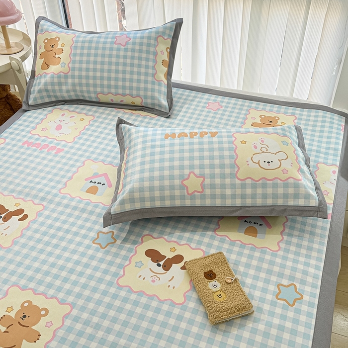 91家纺网 家纺一手货源 找家纺 川悦生活 2025新款600D立体宽边冰丝印花凉席 趣味Party