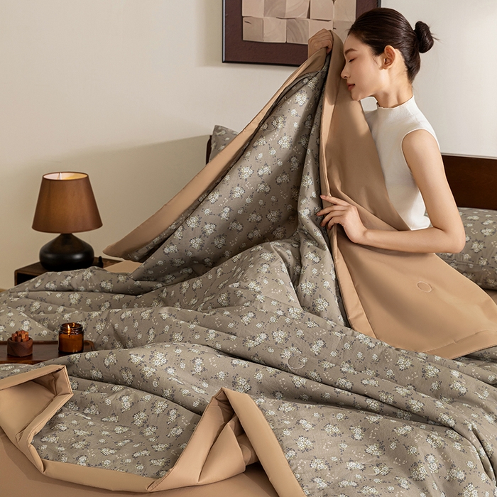 91家纺网 家纺一手货源 找家纺 吾诺 2025 全棉印花单层纱大豆夏被四件套夏凉被空调被子被芯全棉夏被 秘境花园