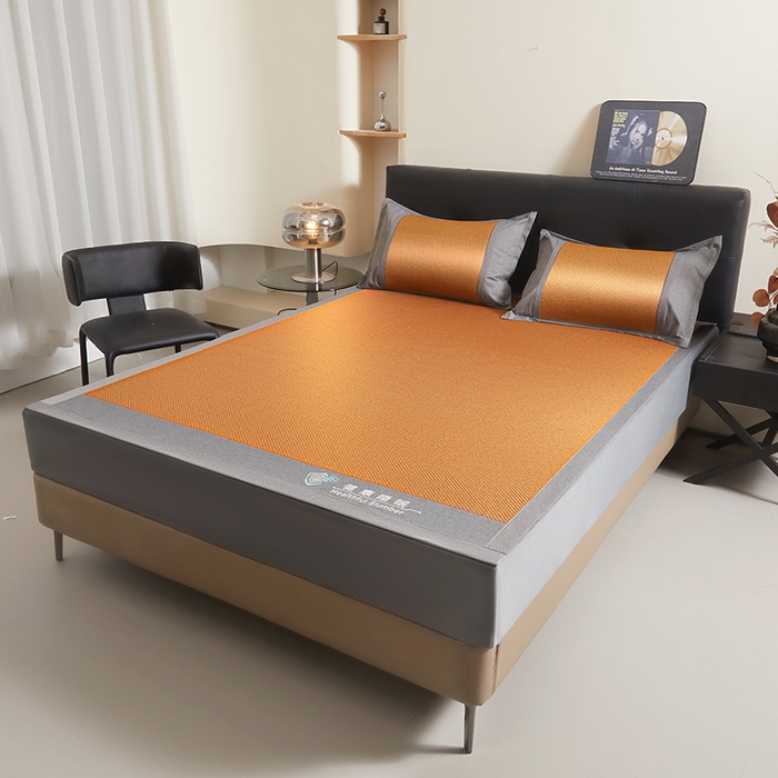 91家纺网 家纺一手货源 找家纺 席都凉席工厂店 2025年新款刺绣加厚双面印尼藤席-健康睡眠 古典棕