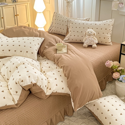 91家纺网 家纺一手货源 找家纺 （总）一比一家纺 2025新款针织双层纱床盖四件套