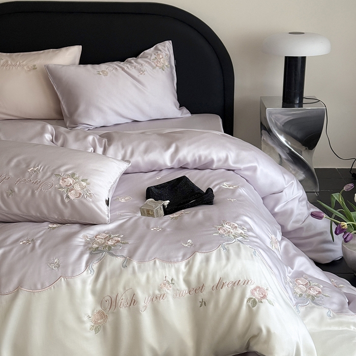 91家纺网 家纺一手货源 找家纺 （总）鹿班家居 2025新款夏季60S莱赛尔刺绣四件套-泡芙发带【标准会员-20元】