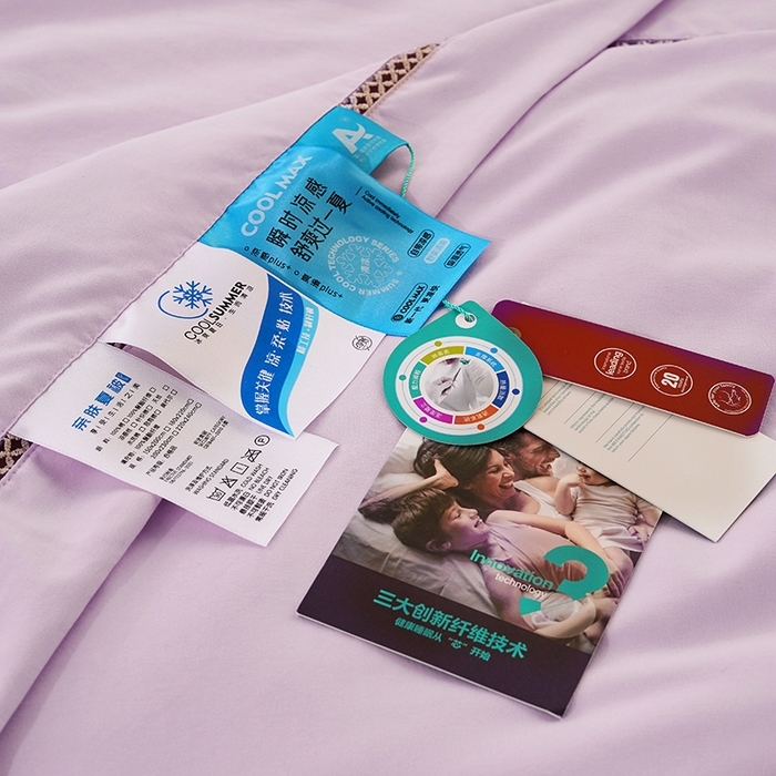 91家纺网 家纺一手货源 找家纺 优姿2025新款云柔棉大豆镂空烫钻夏被被子被芯 紫色