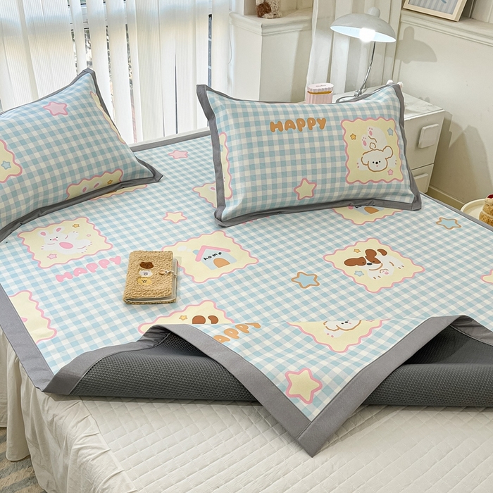 91家纺网 家纺一手货源 找家纺 川悦生活 2025新款600D立体宽边冰丝印花凉席 趣味Party