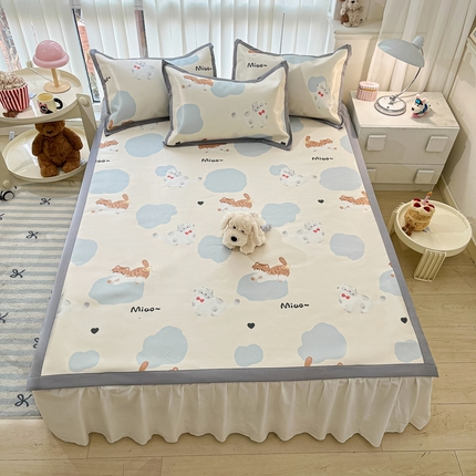 91家纺网 家纺一手货源 找家纺 （总）川悦生活 2025新款600D立体宽边冰丝印花凉席