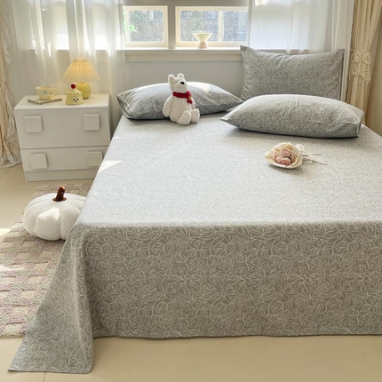 91家纺网 家纺一手货源 找家纺 新印象2025新款直角纯棉老粗布套件 床单款老粗布-萝梦灰