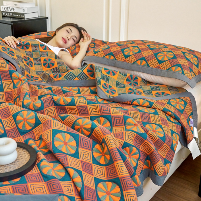 91家纺网 家纺一手货源 找家纺 棠薇家纺 2025新款60S长绒棉纯棉纱布毛巾被 恬静时光