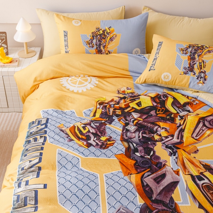 91家纺网 家纺一手货源 找家纺 2025新款设计师专版全棉双层纱四件套 大黄蜂