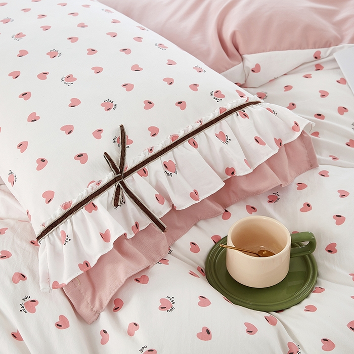 91家纺网 家纺一手货源 找家纺 卡迪亚家纺 2025新款轻氧棉小碎花韩式花边床盖 悦动