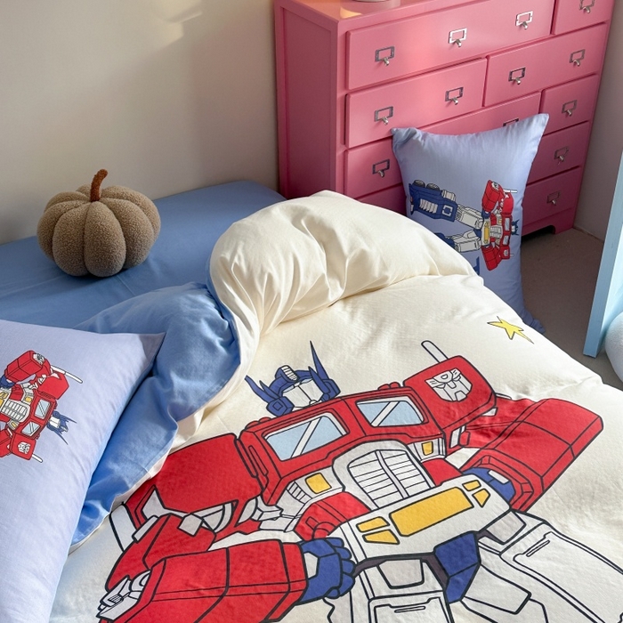 91家纺网 家纺一手货源 找家纺 2025新款设计师专版全棉双层纱四件套 超能勇士