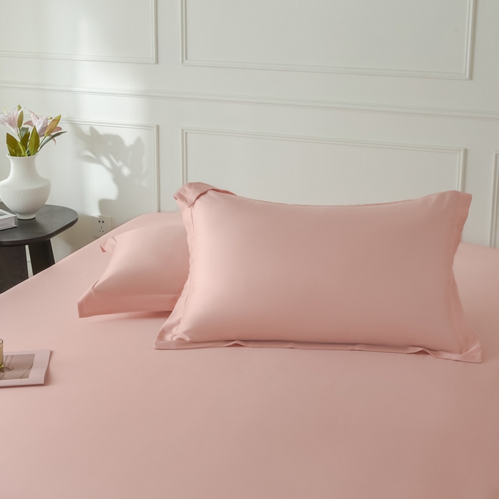 91家纺网 家纺一手货源 找家纺 涵宸2025新款天丝-天丝棉-纯色单枕套-场景1 枕套-玫瑰粉