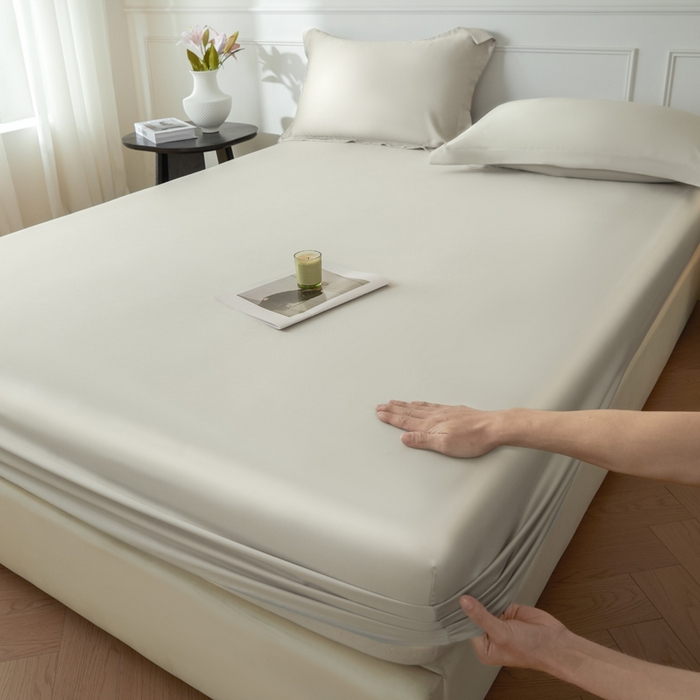 91家纺网 家纺一手货源 找家纺 涵宸2025新款天丝-天丝棉-纯色单床笠-场景1 床笠-太空灰