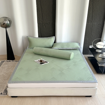 91家纺网 家纺一手货源 找家纺 网客家纺 2025新款高分子PE（聚乙烯）色织提花豆豆席 茴香绿