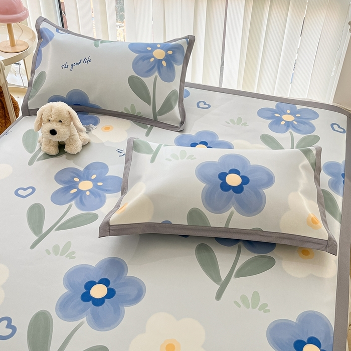 91家纺网 家纺一手货源 找家纺 川悦生活 2025新款600D立体宽边冰丝印花凉席 南风夏余