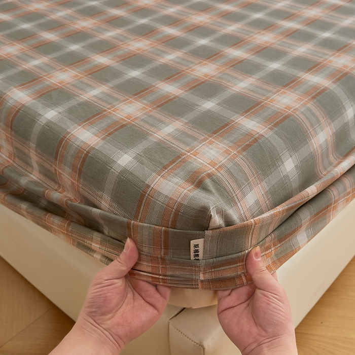 91家纺网 家纺一手货源 找家纺 棉乐町家居 2025新款锦柔老粗布印花床笠 小咖格