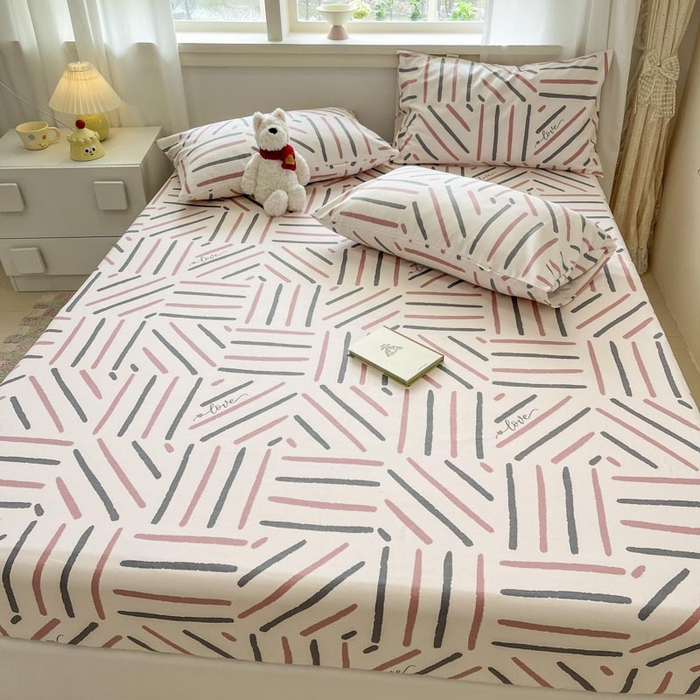 91家纺网 家纺一手货源 找家纺 新印象2025新款直角纯棉老粗布套件 床笠款 老粗布-布丁