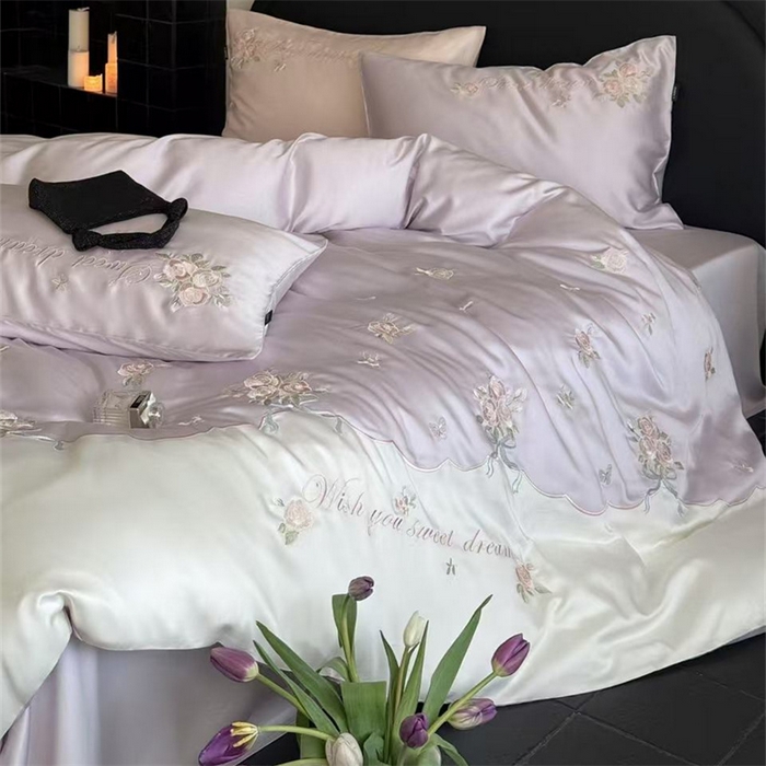 91家纺网 家纺一手货源 找家纺 （总）鹿班家居 2025新款夏季60S莱赛尔刺绣四件套-泡芙发带【标准会员-20元】