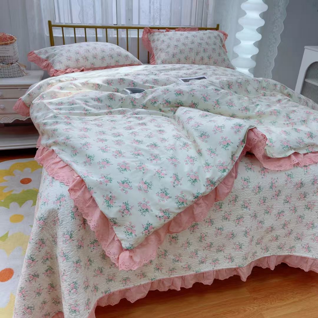 91家纺网 家纺一手货源 找家纺 暖居 2025春夏款高温砂洗棉花床盖三件套被套四件套同款纯棉夏被空调被四季 茉莉