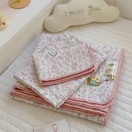 91家纺网 家纺一手货源 找家纺 （总）赫梵茜 2025新款有氧针织双层纱单床盖床盖三件套床盖四件套