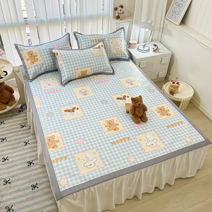 91家纺网 家纺一手货源 找家纺 川悦生活 2025新款600D立体宽边冰丝印花凉席 趣味Party