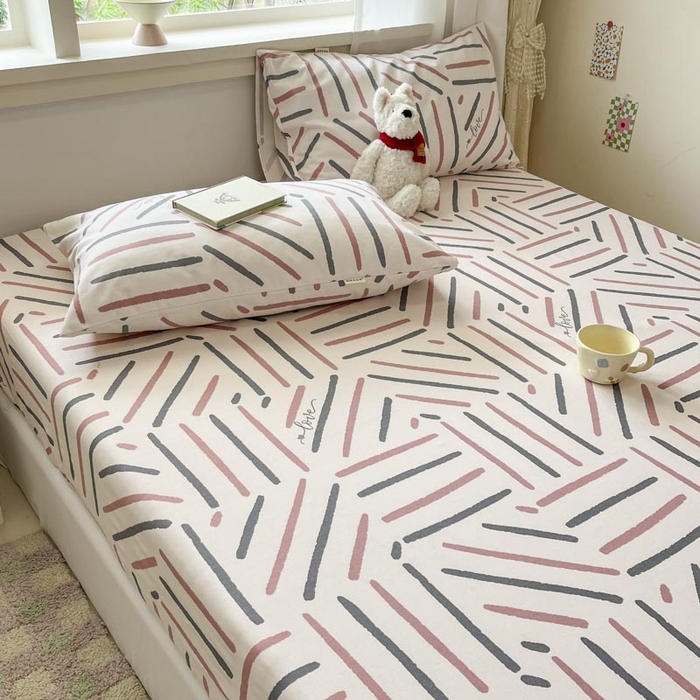 91家纺网 家纺一手货源 找家纺 新印象2025新款直角纯棉老粗布套件 床笠款 老粗布-布丁