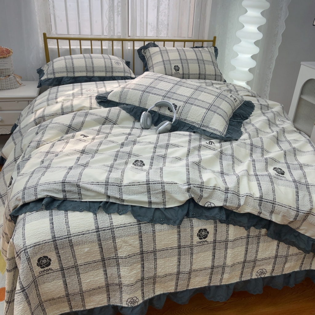 91家纺网 家纺一手货源 找家纺 暖居 2025春夏款高温砂洗棉花床盖三件套被套四件套同款纯棉夏被空调被四季 小香