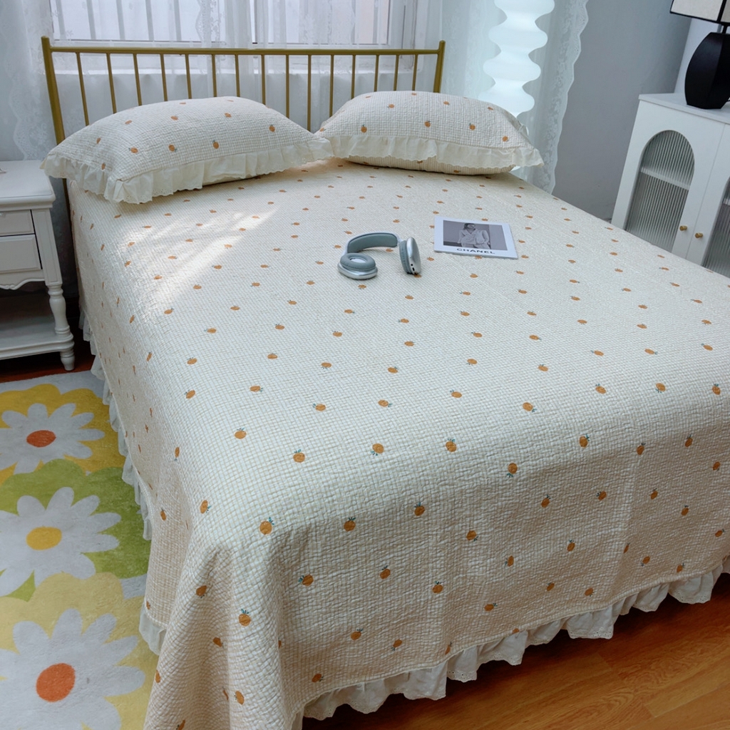 91家纺网 家纺一手货源 找家纺 暖居 2025春夏款高温砂洗棉花床盖三件套被套四件套同款纯棉夏被空调被四季 小甜橘