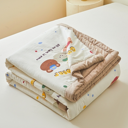 91家纺网 家纺一手货源 找家纺 爱屋及屋2025新款棉花夏被 复古小熊